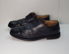 HENLEY SIZE 8UK EUR42 MENS BLACK LEATHER LOW TOP LACE UP WING TIP BROGUE SHOES