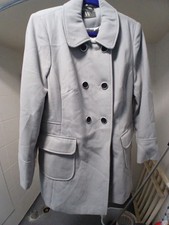 BHS Grey Coat.  Black Buttons With Belt Detail On Back. Fully Lined