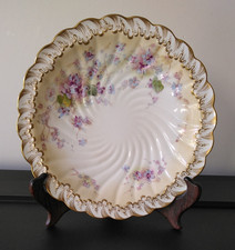 Antique Limoges Style Fluted & Scalloped Floral Cabinet Plate - 23 cm Diameter