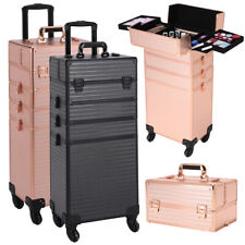 4 in 1 Cosmetic Makeup Trolley Case on Wheels Travel Hairdressing Storage Box UK