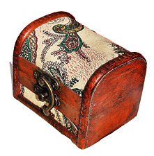Vintage Style Handmade Wooden Treasure Chest Decorative Box with Clasp 6x6 x7 cm