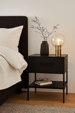 Boston Matte Black Bedside Cabinet with Drawer & Shelf