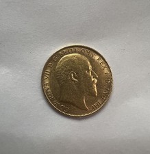 1910 King Edward VII Gold Half Sovereign Coin, 22ct