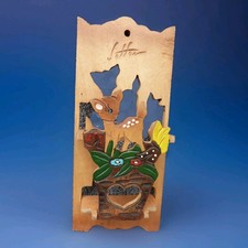 VINTAGE 1950s WOODEN LETTER RACK FOLD UP WALL MOUNTED DEER DESIGN