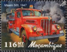 1947 MAXIM 500 American Fire Engine Truck Firefighting Stamp (2019 Mozambique)