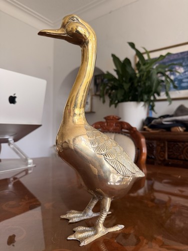 Very large heavy brass duck - brass,