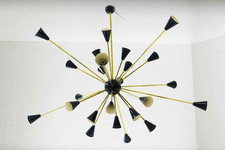Modern Italian Chandelier Huge Lamp Black Cone 24 Arm Sputnik iconic Light