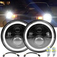 1 Pair 7" Inch Round Halo LED