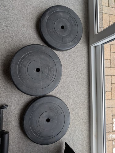 Some plastic and metal weights - plastic,