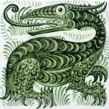 William De Morgan Beast Kiln Fired Ceramic or Porcelain Tile Kitchen Bath Fire