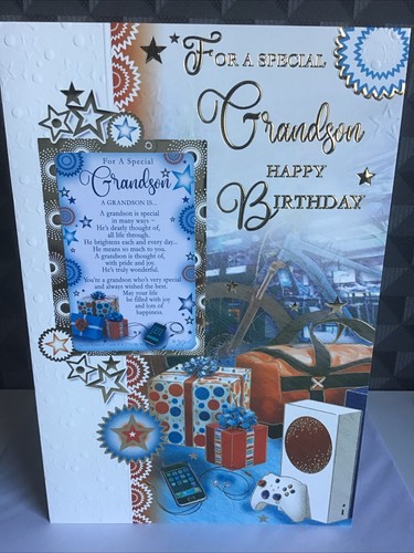 Grandson birthday card with - grandson,