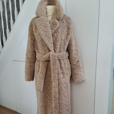 Zara belted faux fur shearling trench coat jacket size M