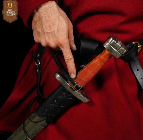 Medieval leather sword sheath - leather,