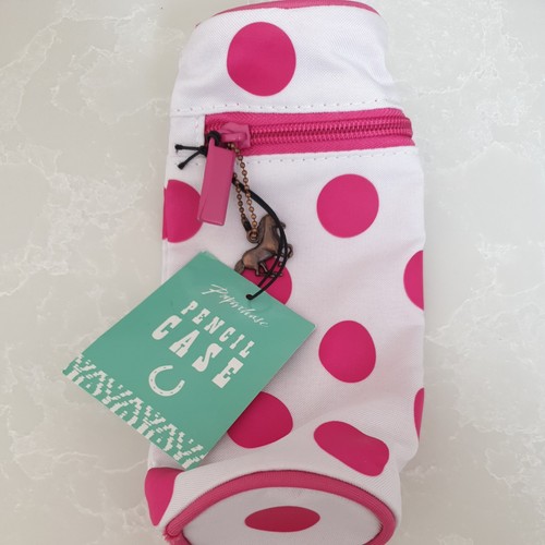 Pink spotty zip fabric - spotty, pencil