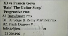 X3 Vs Francis Goya - Rain The Guitar Song (Remix) - UK Promo 12" Vinyl - 2002...