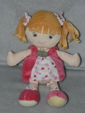 Doudou et Compagnie doll comforter pink floral soft toy red 