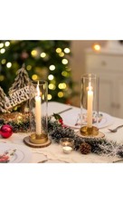 Sziqiqi Gold Hurricane Candle Holder Set Of 6 Metal And Glass Cylinder