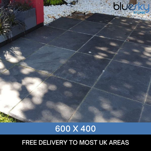 Black slate paving patio - slate, slabs