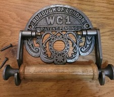 Cast Iron Antique Style Wall Mounted LONDON WC1 Toilet Roll Holder - Railway