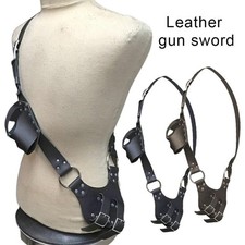Pirate Baldric Gun Sword Holster Belt Shoulder Strap Medieval Leather Cosplay