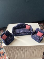 Dolls House Sofa, Chairs And Cushions