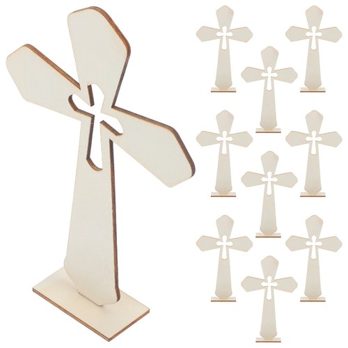 10pcs wood cross adornments - wood,