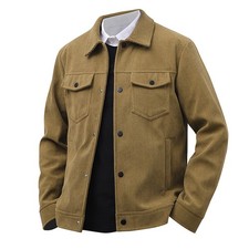 Men's Corduroy Jacket Casual Long Sleeve Shacket Baggy Coat Lapel Button-Up 2025