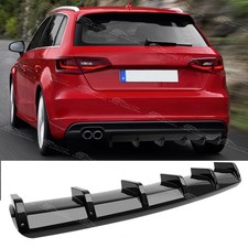 For Audi A4 S4 RS4 A5 A6 Estate Black Rear Bumper Diffuser Spoiler Splitter Fin