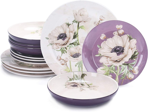 Purple poppy dinnerware - 12-pc,