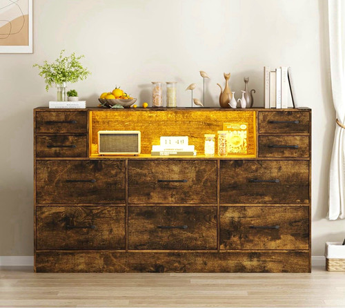 Brown dark wood drawer chest - dark,