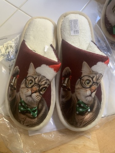 New christmas cat slippers - new,
