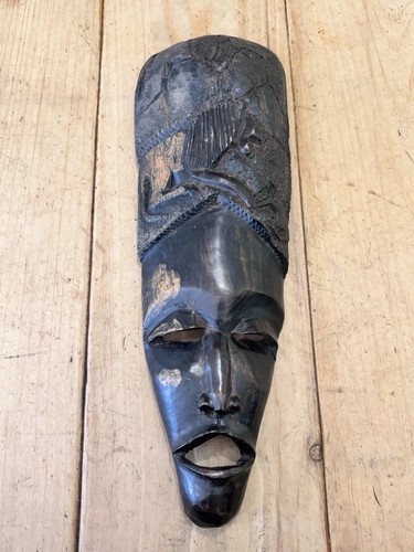 Solid carved wood african mask - african,