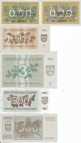 Lithuania banknotes set unc - lithuania, unc.