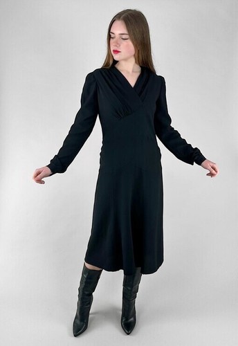 Vintage black crepe long - black,
