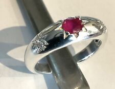 Sterling Silver Antique Victorian style Ruby CZ Engagement Promise Ring  7 N 1/2