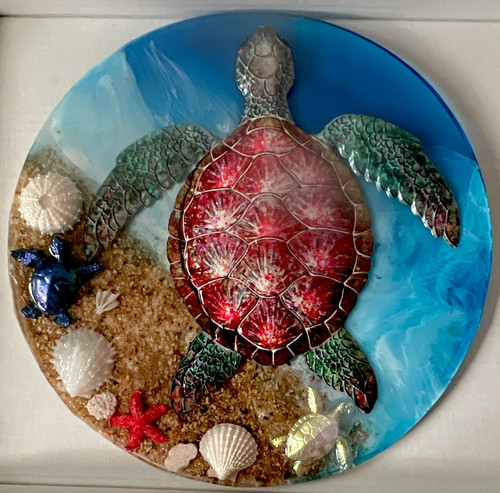 Sea turtle resin shell - resin,