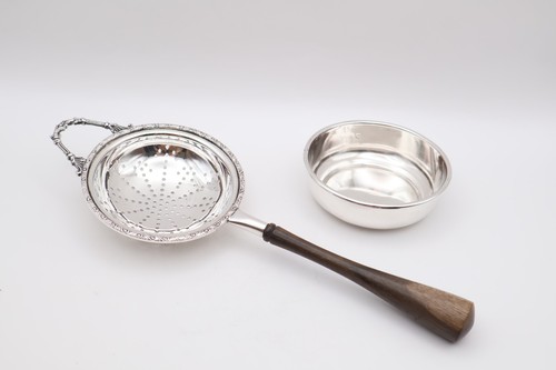 Vintage silver tea strainer - silver,