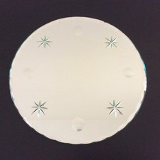 Candle plate mirrored glass centrepiece - round - celestial - 25cm/10in Ø, VGC