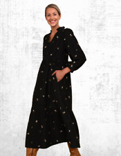 Ex WYSE Women’s Long Sleeve Embroidered Cord Dress in Nina Black/Multi RRP £250