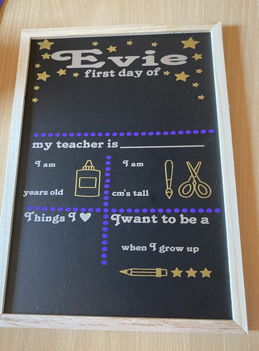 First day pre - pre/school, chalk