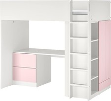loft bed with desk, hardly