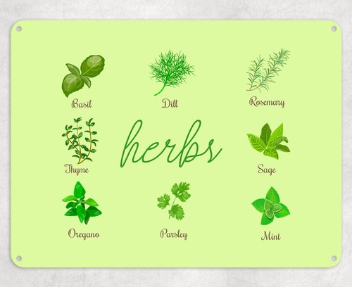 Herbs collection metal - metal, sign