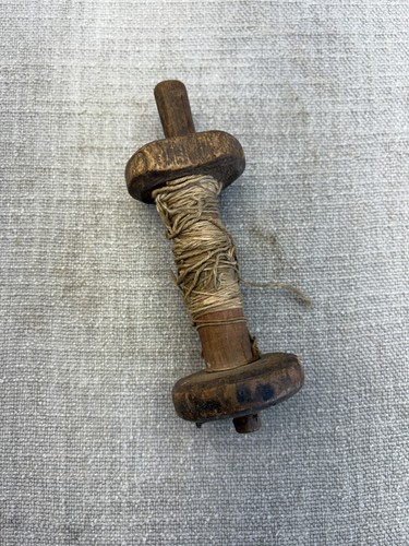 Vintage primitive wooden spool - vintage,