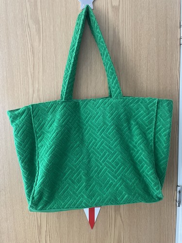 Green towelling tote - green,
