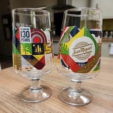 Pair of San Miguel Tropico 130 Years Half Pint Glasses Special Edition Home Bar