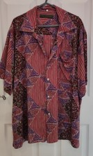Ciro Citterio Vintage Pink /purple Abstract Short Sleeve Shirt - 48 - 50" Chest 