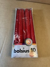 BOLSIUS BOX OF 10 WINE RED NON-DRIP TAPERED CANDLES, 7.5Hr BURN TIME!