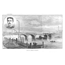 BELFAST Fall of the Albert Bridge - Antique Print 1886