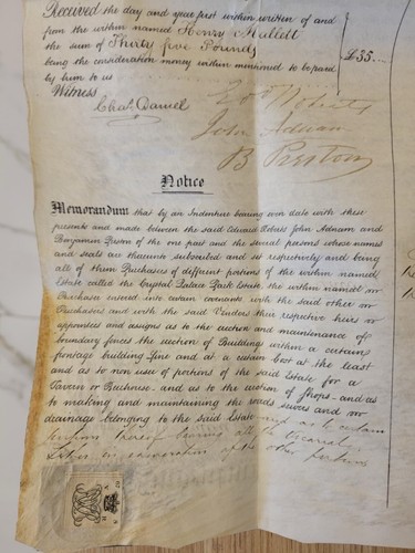 1854 vellum indenture - vellum,