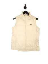 Y2K Adidas Gillette Size UK 14 Women's Cream Body Warmer Puffer Jacket Insulated